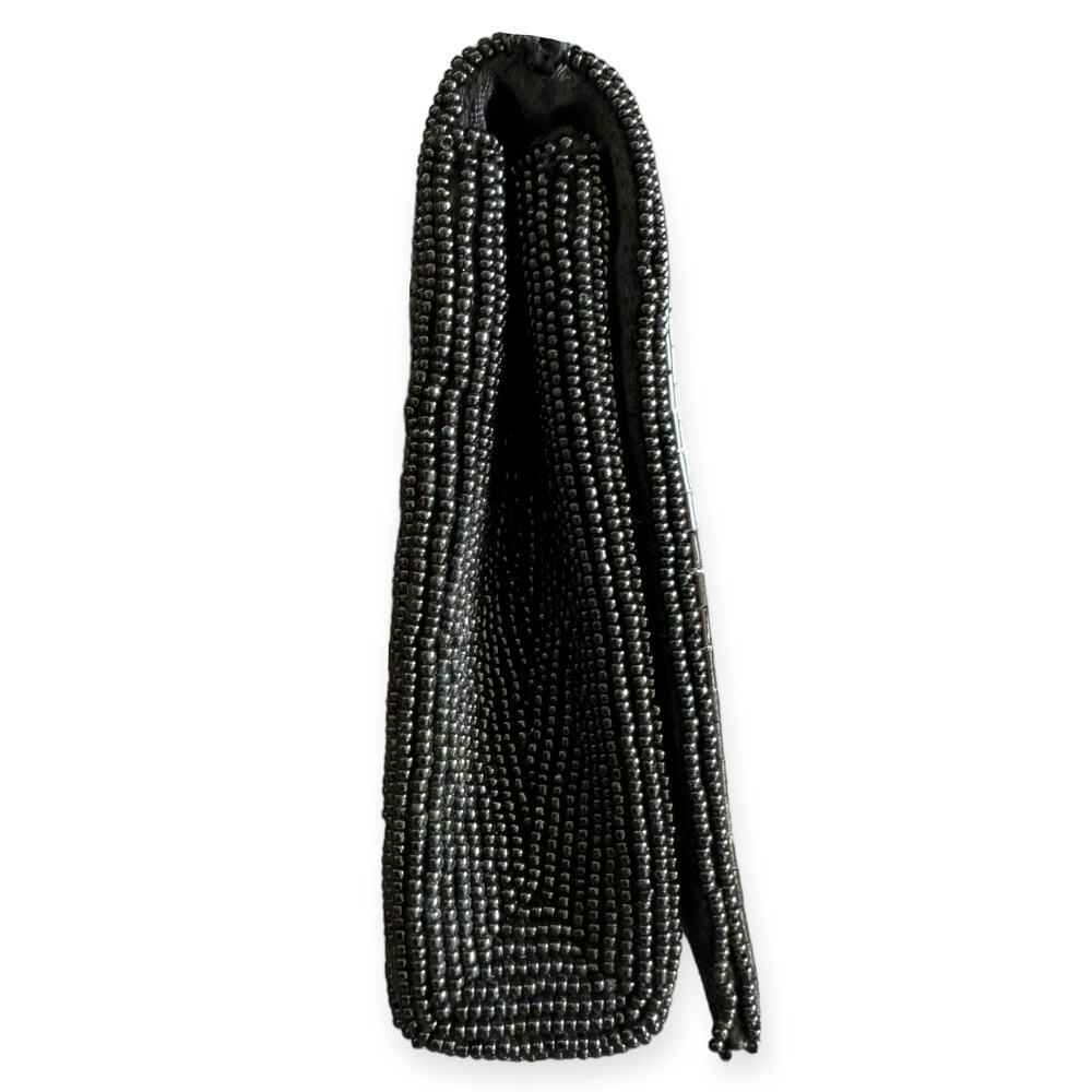 Vintage La Regale Beaded Clutch Purse Black Beaded Bag Evening Bag Wedding Bag - Picture 5 of 10